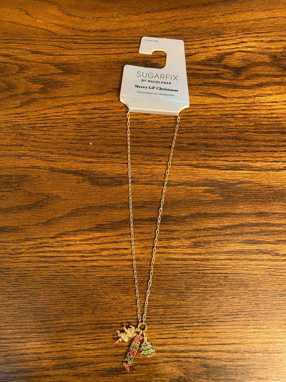 SUGARFIX by BaubleBar Gold Merry Christmas Charm Necklace Tree Santa NWT